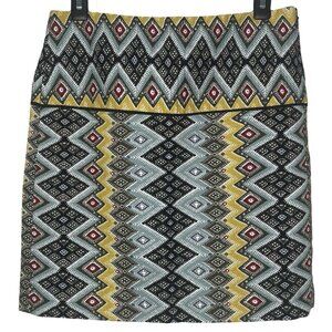 LOFT Womens Skirt Size 2 Southwestern Chevron Print Zip Closure Lined 458741